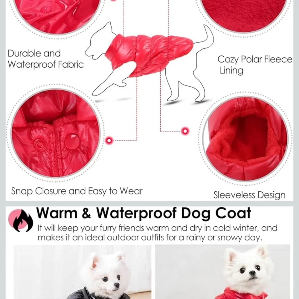 New Red Puffer Dog Jacket Coat Size M | Warm Winter Pet Vest
